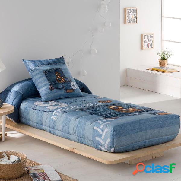 Tejidos JVR Edredon Ajustable Estampado Modelo Jeans - Cama