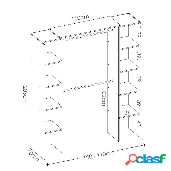 Vestidor Dekit Suit Madera Natural Grafito 205x180/110x50cm