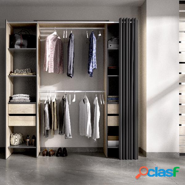 Vestidor Dekit Suit Madera Natural y Grafito 179x205x52cm