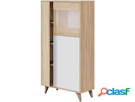 Vitrina HABITDESIGN Kikua Plus Blanco (Blanco Artik - Roble