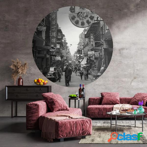 WallArt Círculo de papel pintado Hong Kong the Old Days
