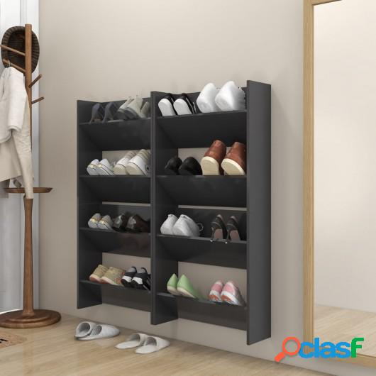 Zapatero de pared 4 uds aglomerado gris 60x18x60 cm