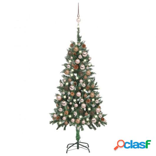 Árbol de Navidad artificial con LED bolas y piñas 150 cm