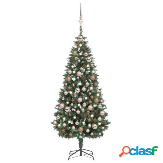Árbol de Navidad artificial con LED, bolas y piñas 180 cm