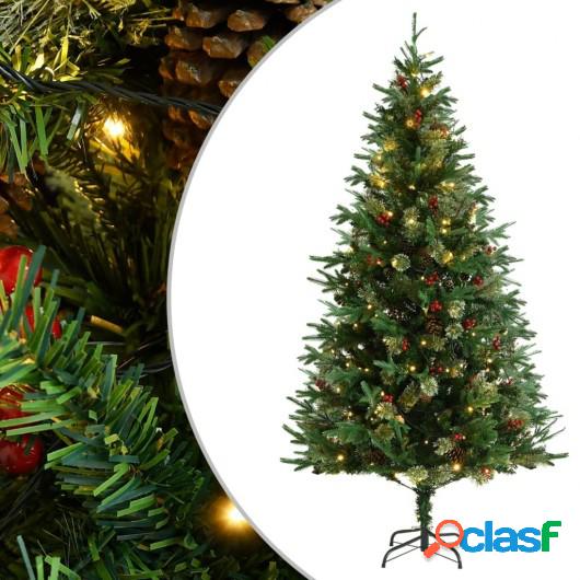 Árbol de Navidad con LED y piñas verde PVC y PE 195 cm