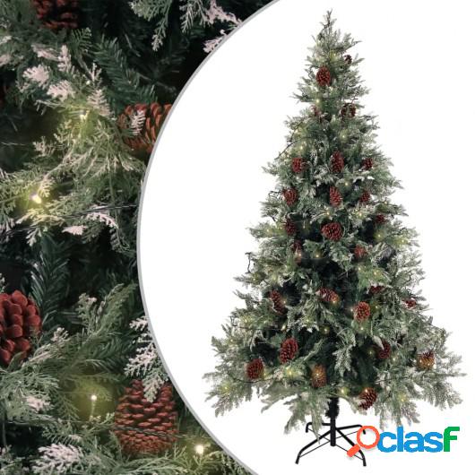Árbol de Navidad con LED y piñas verde blanco PVC y PE 195