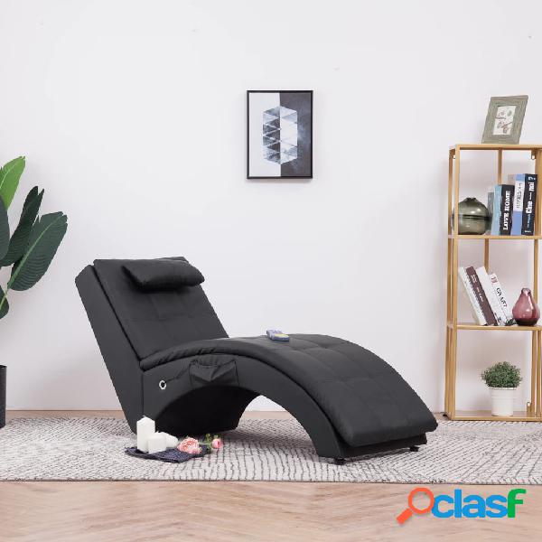 vidaXL 281344 Massage Chaise Longue with Pillow Black Faux