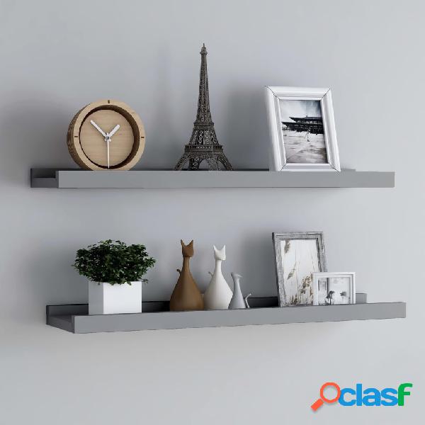 vidaXL 323936 Picture Frame Ledge Shelves 2 pcs Grey 80x9x3