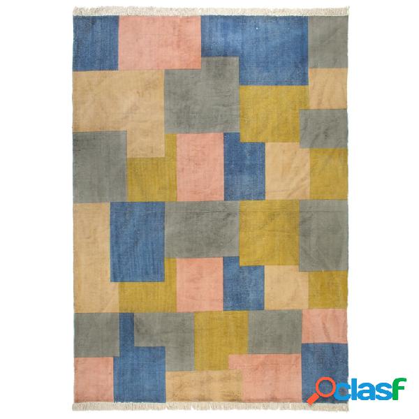 vidaXL Alfombra de algodón Kilim estampado multicolor