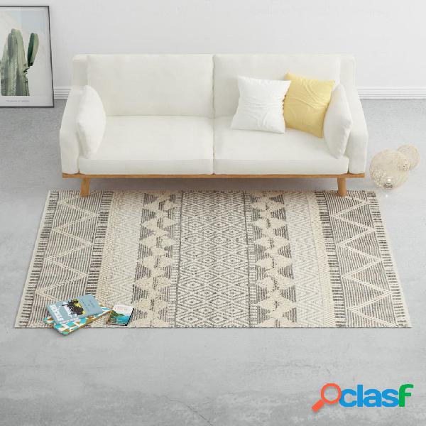 vidaXL Alfombra tejida a mano lana blanco/gris/negro/marrón