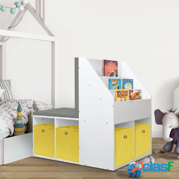 vidaXL Armario para niños con banco MDF blanco 60x78x78 cm