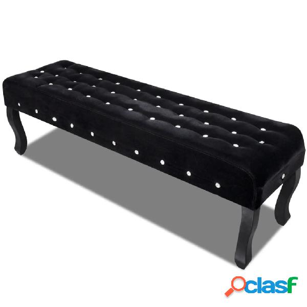 vidaXL Banco de terciopelo negro con botones de cristal