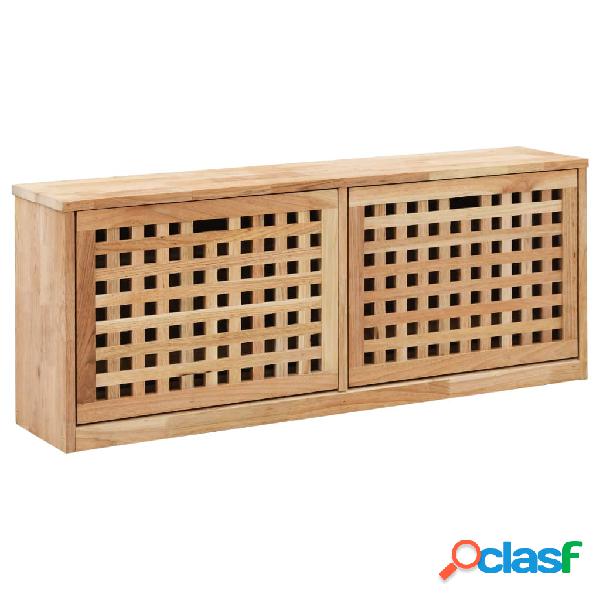 vidaXL Banco zapatero de madera maciza de nogal 94x20x38 cm