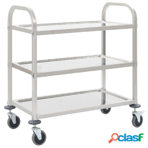 vidaXL Carrito de cocina de 3 alturas 95x45x83,5 cm acero