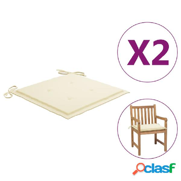 vidaXL Cojines para sillas de jardín 2 unidades color crema