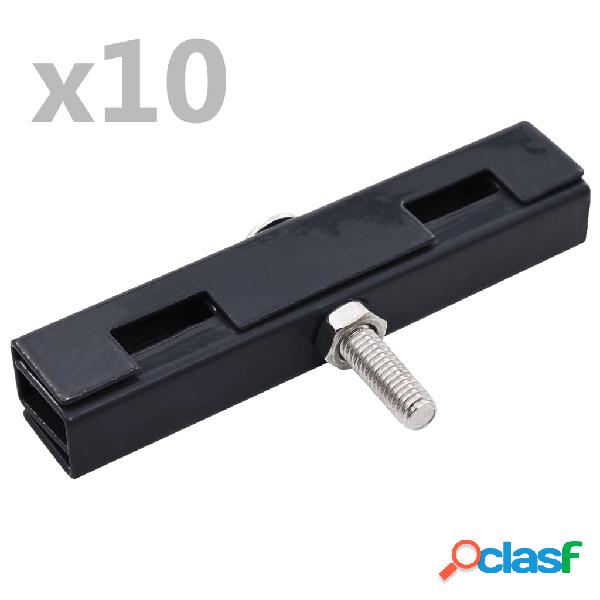 vidaXL Conector de alfombra en U para jardín 10 sets gris