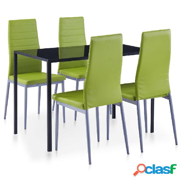 vidaXL Conjunto de mesa y sillas de comedor 5 piezas verde