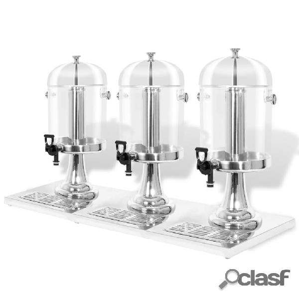 vidaXL Dispensador de zumo triple acero inoxidable 3 x 8 L