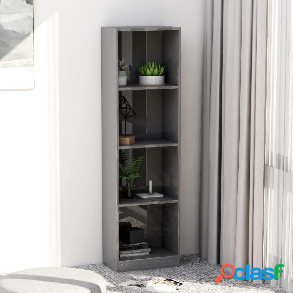 vidaXL Estantería de 4 niveles aglomerado gris brillante