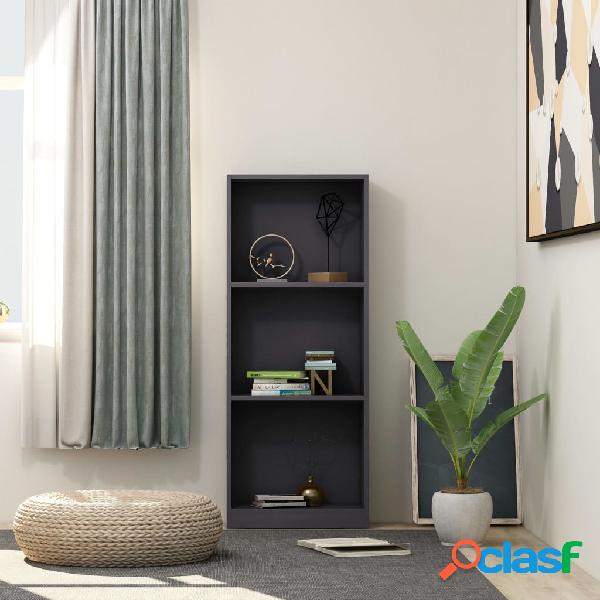 vidaXL Estantería librería 3 niveles aglomerado gris