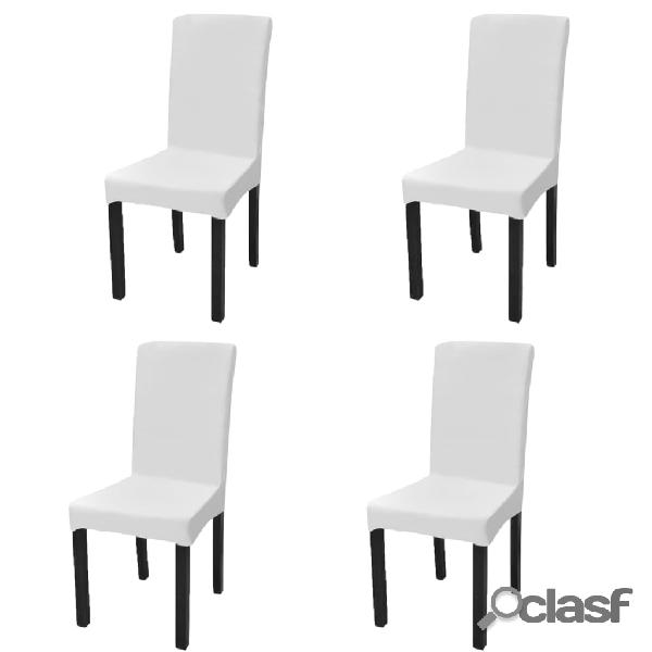 vidaXL Funda de silla elástica recta 4 unidades blanca