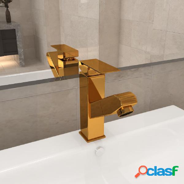 vidaXL Grifo de lavabo de baño con función extraíble