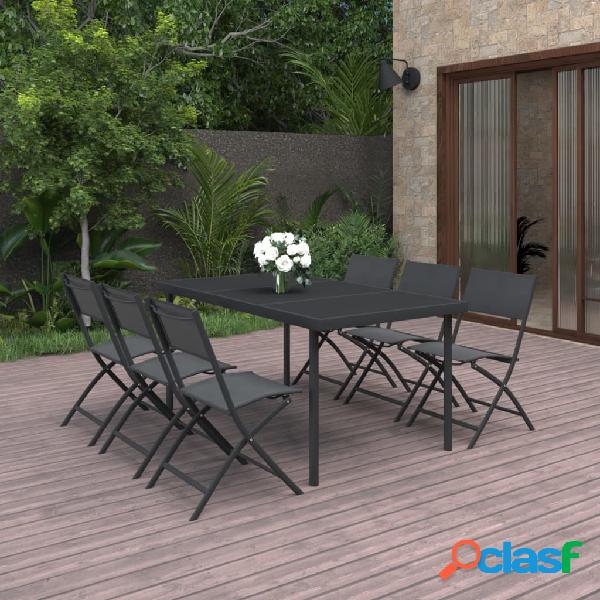 vidaXL Juego de comedor para jardín 7 piezas acero