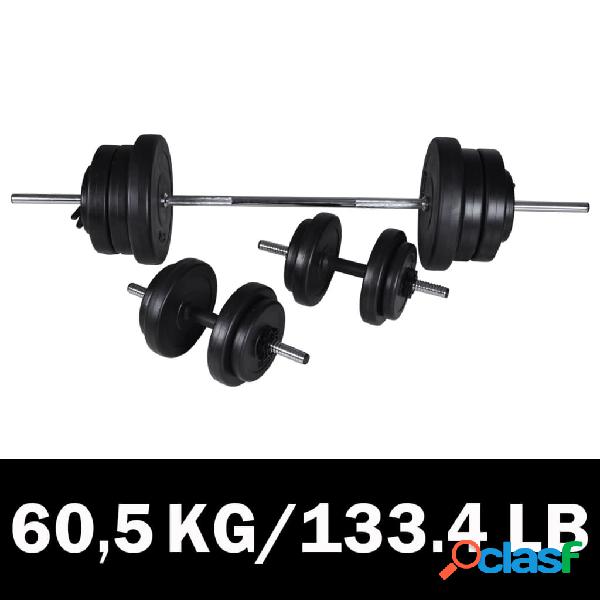 vidaXL Juego de pesas 2 de mancuernas 60,5 kg