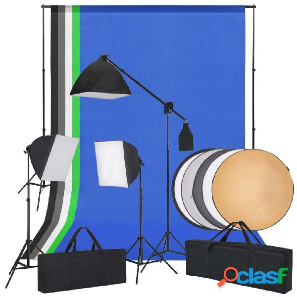 vidaXL Kit de estudio fotográfico con luces Softbox fondos