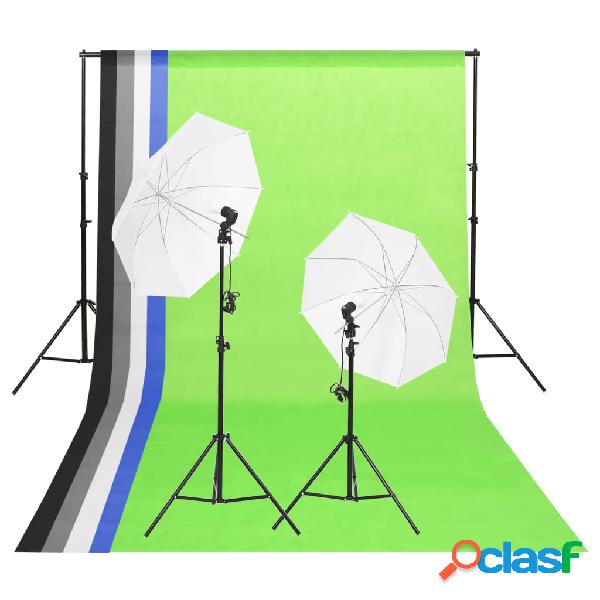 vidaXL Kit iluminación de estudio fotográfico con fondos y