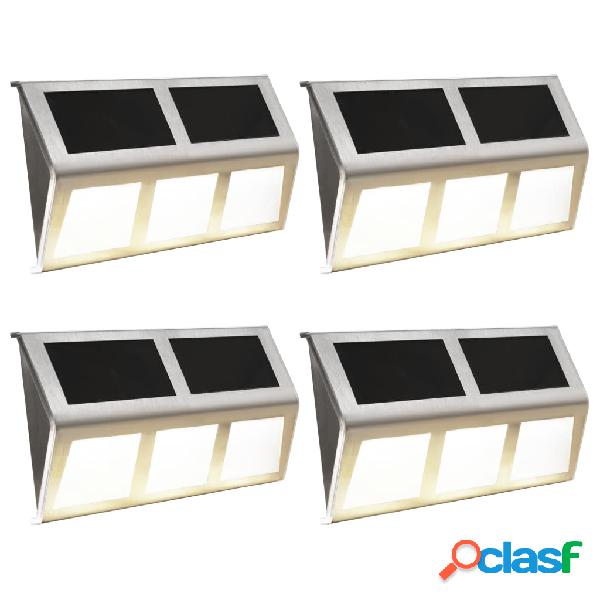 vidaXL Lámparas solares 4 uds luces LED blanco cálido