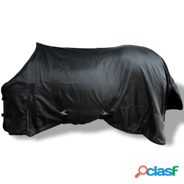 vidaXL Manta para caballos de lana doble capa 165 cm Negra