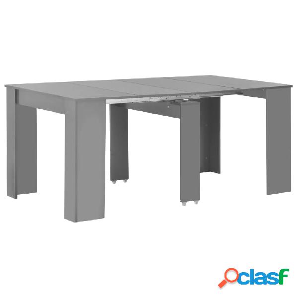 vidaXL Mesa de comedor extensible gris brillante 175x90x75