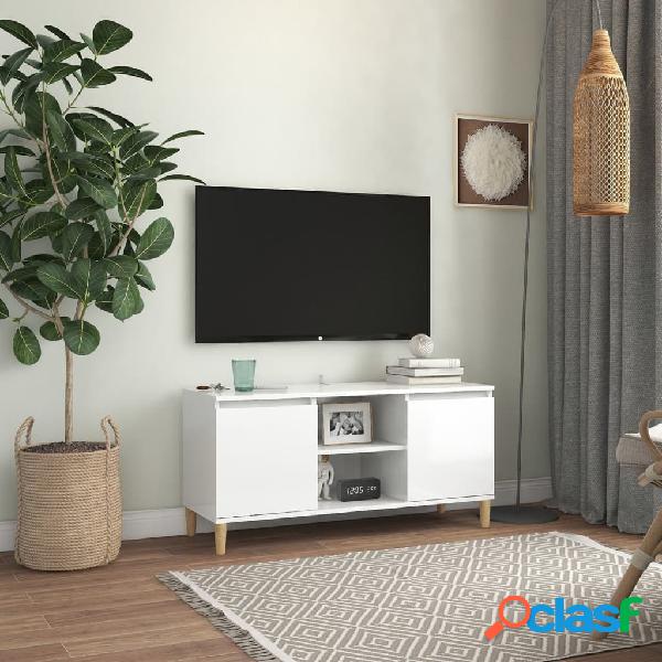 vidaXL Mueble de TV con patas madera blanco brillante
