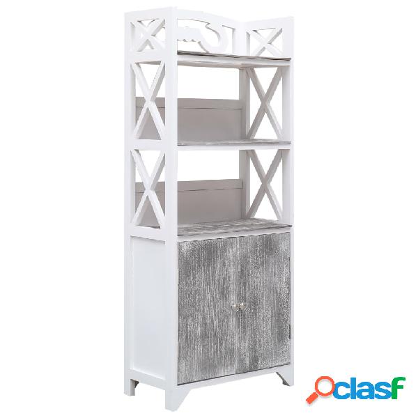 vidaXL Mueble de cuarto baño madera Paulownia blanco gris