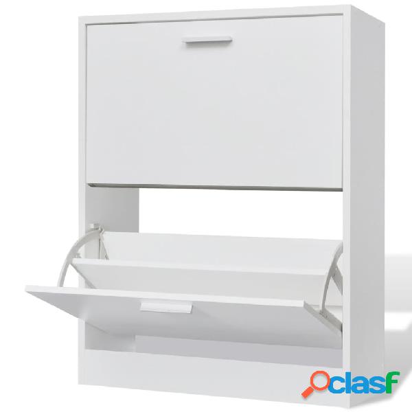 vidaXL Mueble zapatero blanco con 2 compartimentos