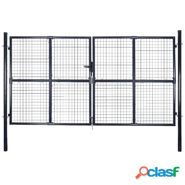 vidaXL Puerta de malla de jardín acero galvanizado gris