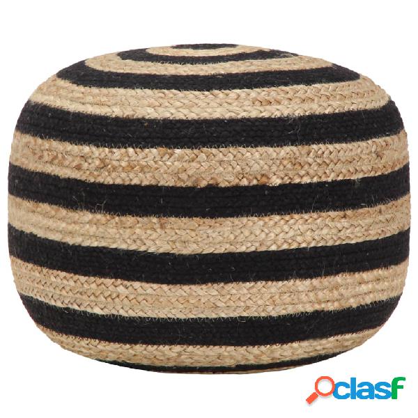 vidaXL Puf hecho a mano negro 45x30 cm yute