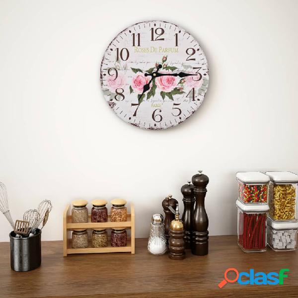 vidaXL Reloj de pared vintage con flores 30 cm