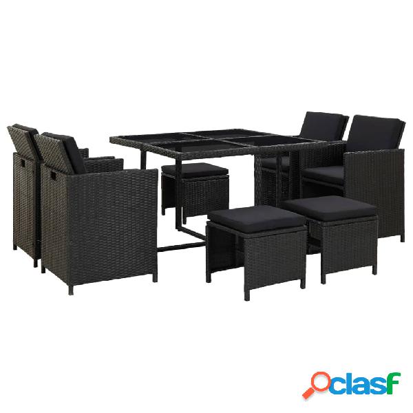 vidaXL Set comedor de jardín 9 piezas y cojines ratán