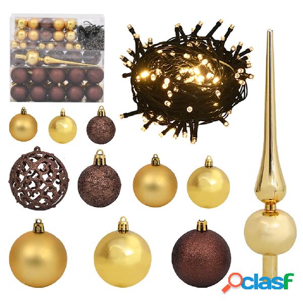 vidaXL Set de bolas navideñas 120 pzas con pico 300 LED