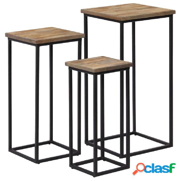 vidaXL Set de mesas para plantas 3 piezas madera teca