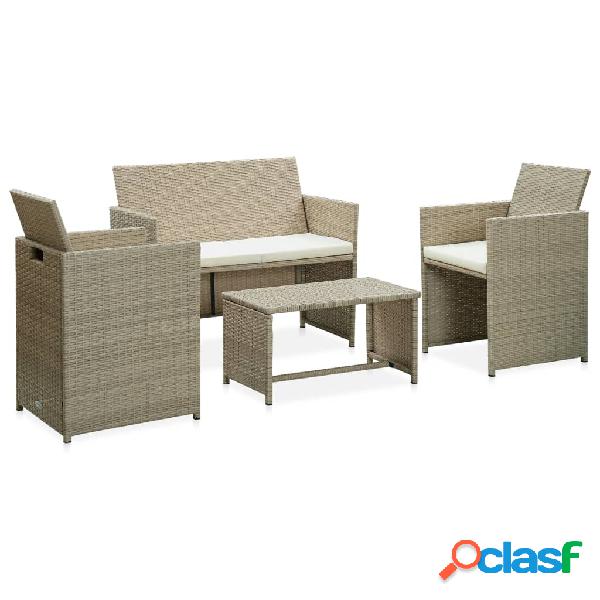 vidaXL Set de muebles de jardín 4 pzas y cojines ratán