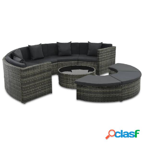 vidaXL Set de muebles de jardín 7 pzas y cojines ratán