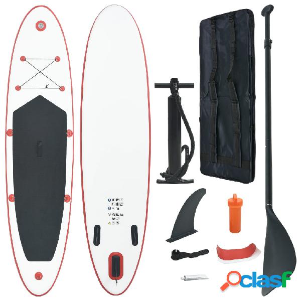 vidaXL Set de paddel surf tabla SUP inflable rojo y blanco