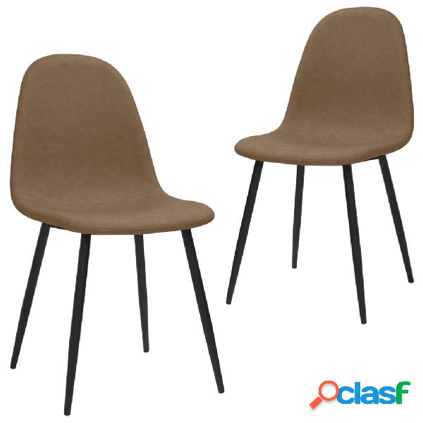 vidaXL Sillas de comedor 2 unidades cuero sintético marrón