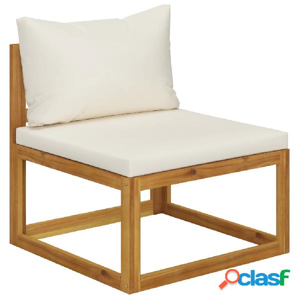 vidaXL Sofá seccional central y cojín blanco crema madera