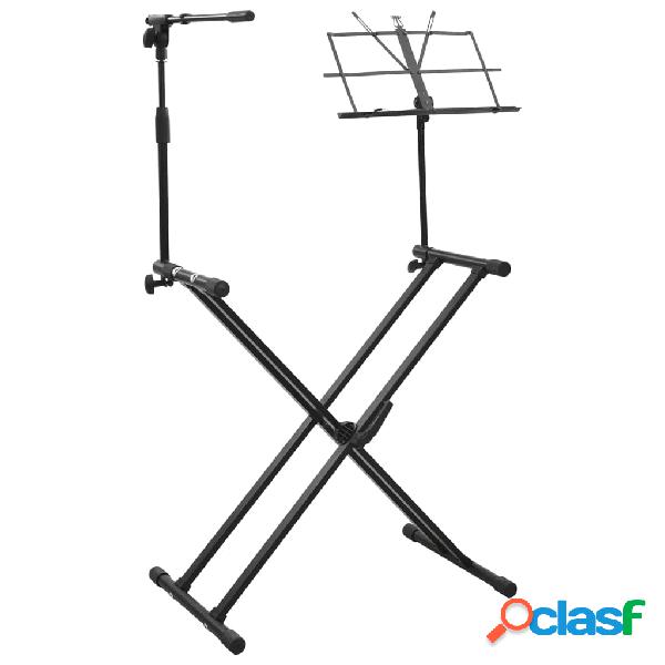 vidaXL Soporte de teclado con soporte de micrófono y atril