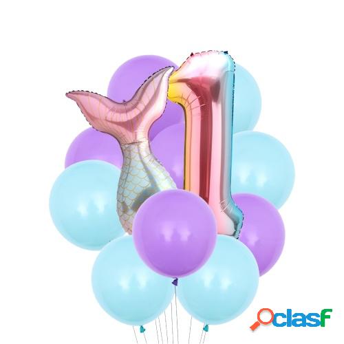 12PCS Mermaid Tail Balloons Birthday Party Decorations Set