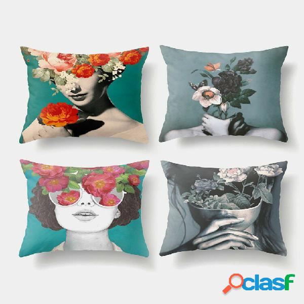 4 piezas creativo mujer mujer cabeza de flor Avatar funda de